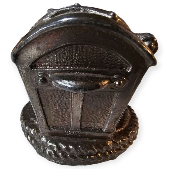 Vintage Treasure Chest Cast Metal Coin Money Bank Pirate Skull Cross Bones - Picture 2 of 8